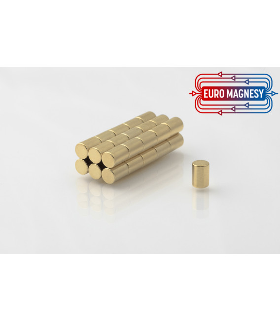 Neodymium disc magnet 5x7 thick N38 Gold-plated