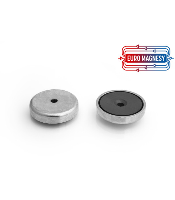 Pot magnet 40x13/5,5x8 mm countersunk hole
