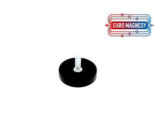 31 mm rubberised pot magnet with threaded stem