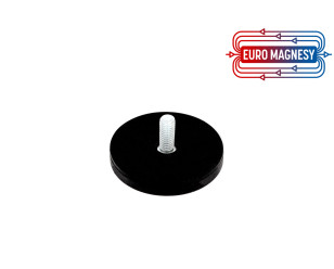 43 mm rubberised pot magnet with threaded stem