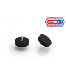 22 mm rubberised pot magnet with threaded stem